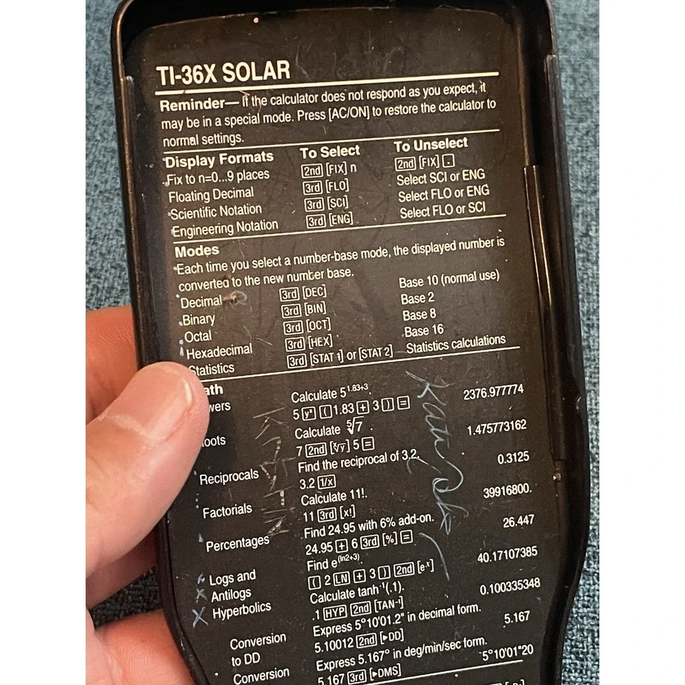 Texas Instruments TI 36X Solar Scientific Calculator Works With Cover